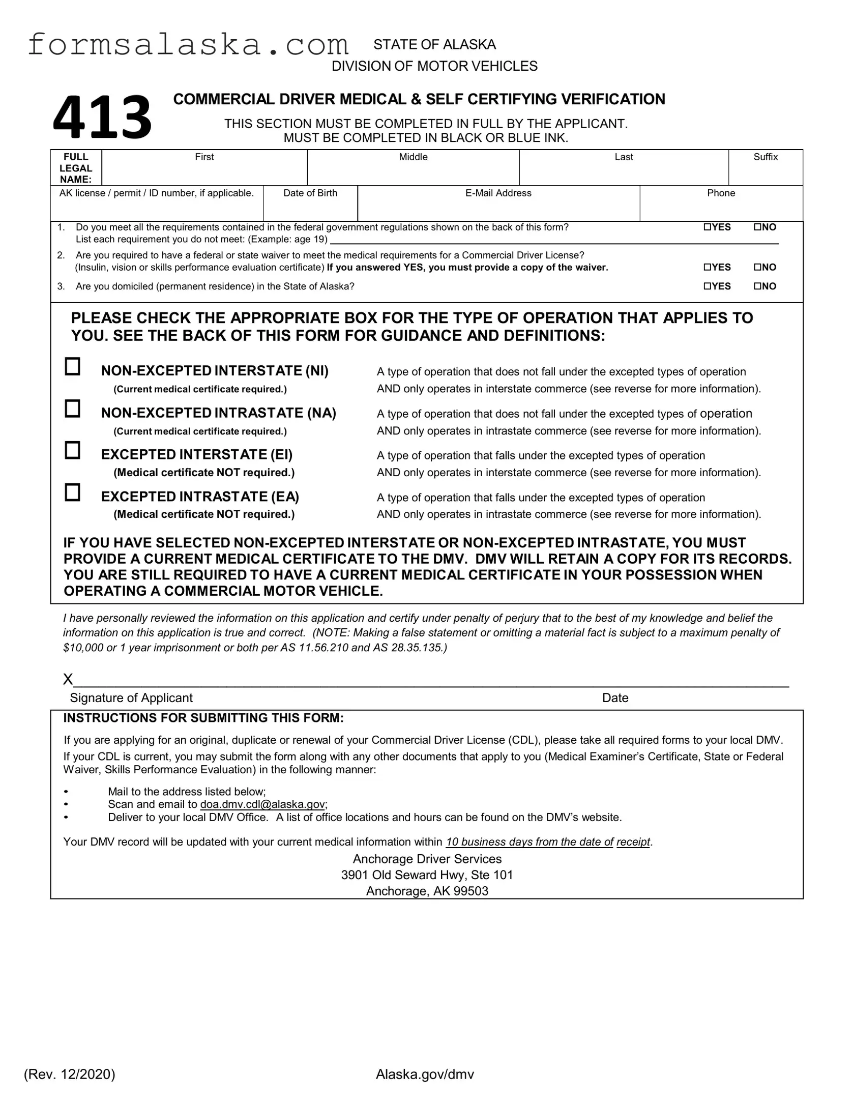 Blank Alaska 413 PDF Template