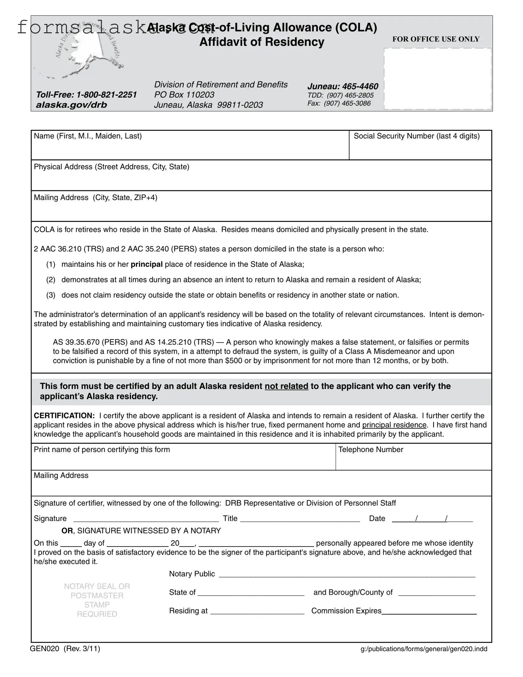 Blank Alaska Gen020 PDF Template