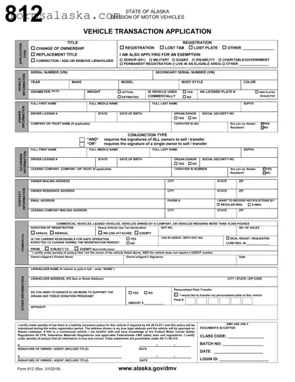 Blank Alaska 812 PDF Template