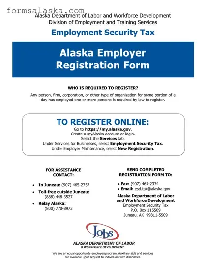 Blank Alaska Employer Registration PDF Template