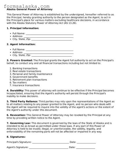 Alaska General Power of Attorney Document