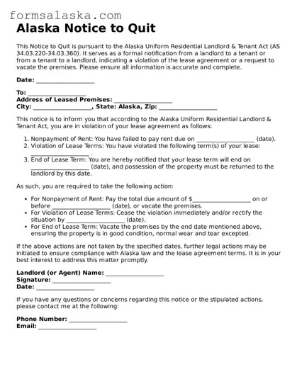 Alaska Notice to Quit Document