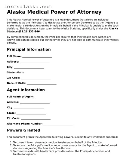 Alaska Medical Power of Attorney Document