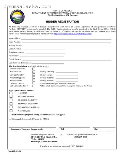 Blank State Of Alaska Bidders Registration PDF Template